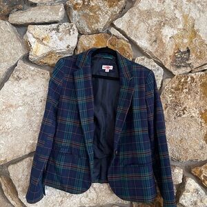 Pendleton Navy and Green Plaid Blazer